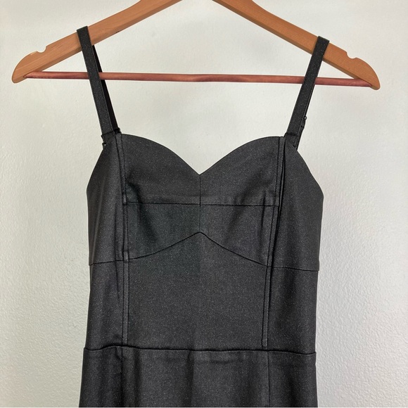 SOLD Collectif Black Glitter Maxi Prom Dress - Leather Look Mermaid Gown XS - Picture 2 of 16